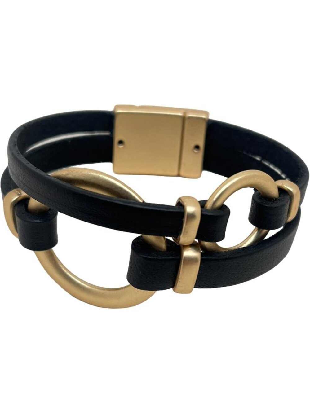 Handmade Leather Wrap Bracelet for Women - Layered Cuff with Gold Circle & Multi